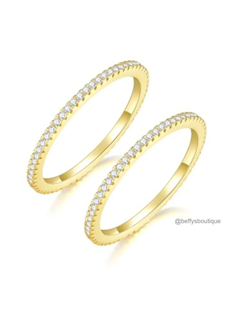 14K Gold Plated Cubic Zirconia Eternity Band Stackable Rings Women 1.5mm Size 8
